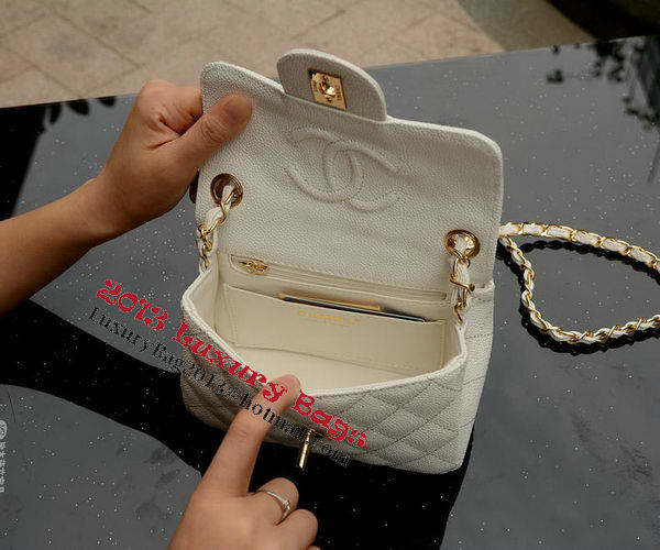 Chanel Classic MINI Flap Bag White Cannage Pattern A1115 Gold