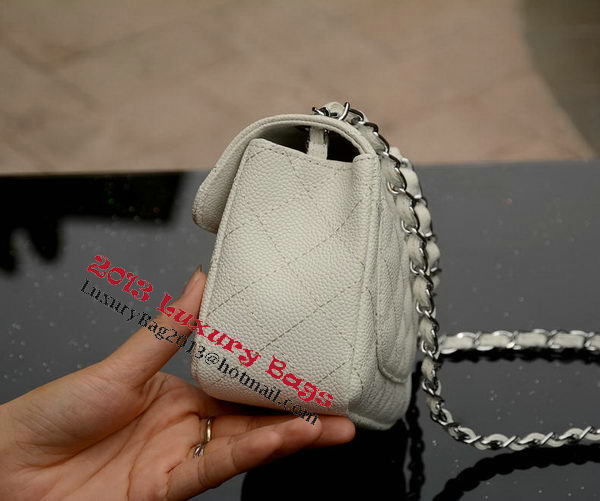 Chanel Classic MINI Flap Bag White Cannage Pattern A1115 Silver