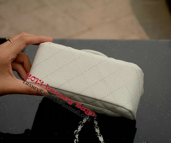 Chanel Classic MINI Flap Bag White Cannage Pattern A1115 Silver