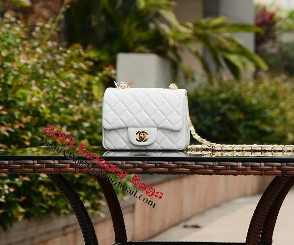 Chanel Classic MINI Flap Bag White Sheepskin A37585 Gold