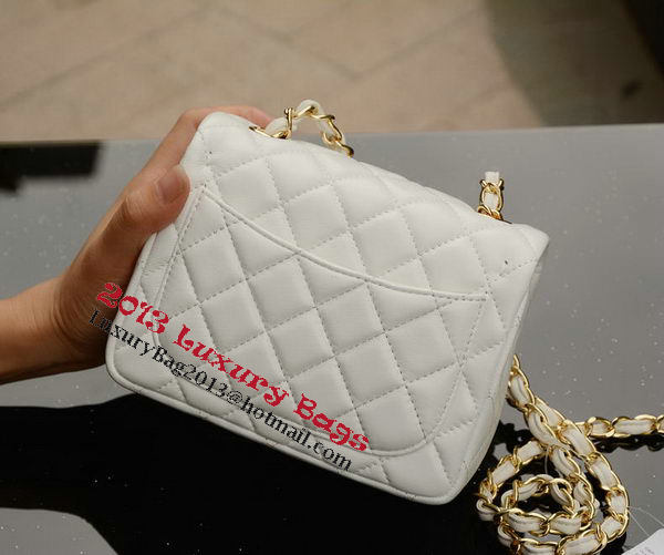 Chanel Classic MINI Flap Bag White Sheepskin A37585 Gold