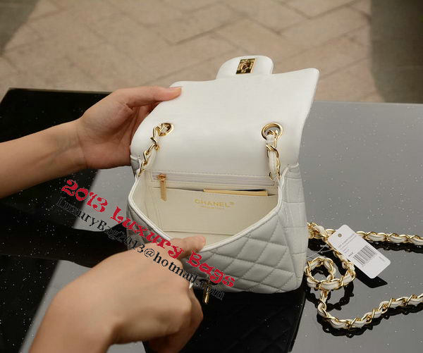 Chanel Classic MINI Flap Bag White Sheepskin A37585 Gold