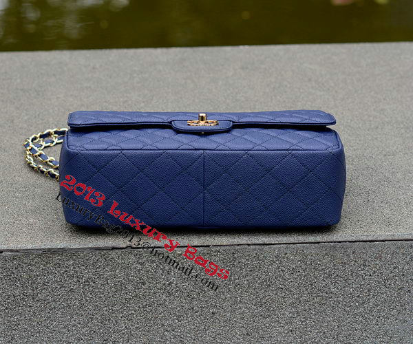 Chanel Jumbo Quilted Classic Flap Bag Blue Cannage Patterns A58600 Gold