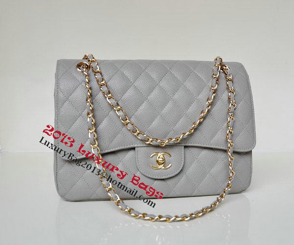 Chanel Jumbo Quilted Classic Flap Bag Grey Cannage Patterns A58600 Gold