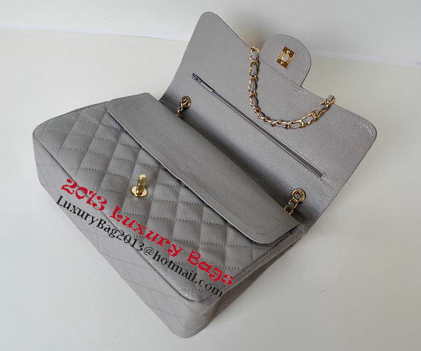 Chanel Jumbo Quilted Classic Flap Bag Grey Cannage Patterns A58600 Gold