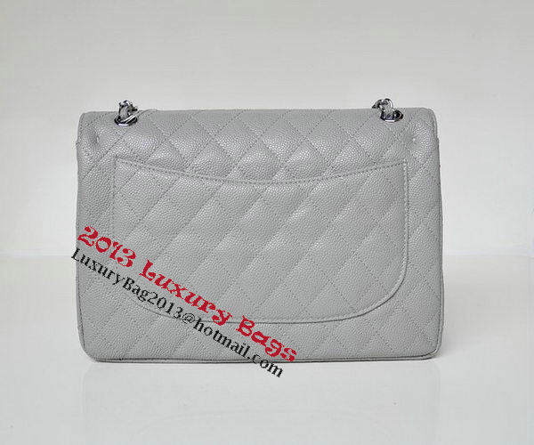 Chanel Jumbo Quilted Classic Flap Bag Grey Cannage Patterns A58600 Silver