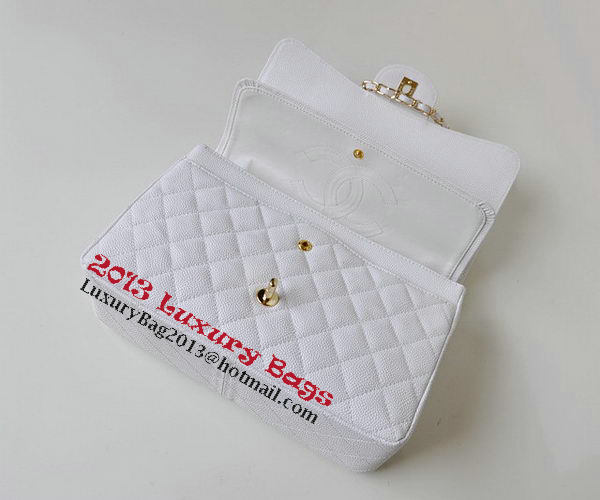 Chanel Jumbo Quilted Classic Flap Bag White Cannage Patterns A58600 Gold