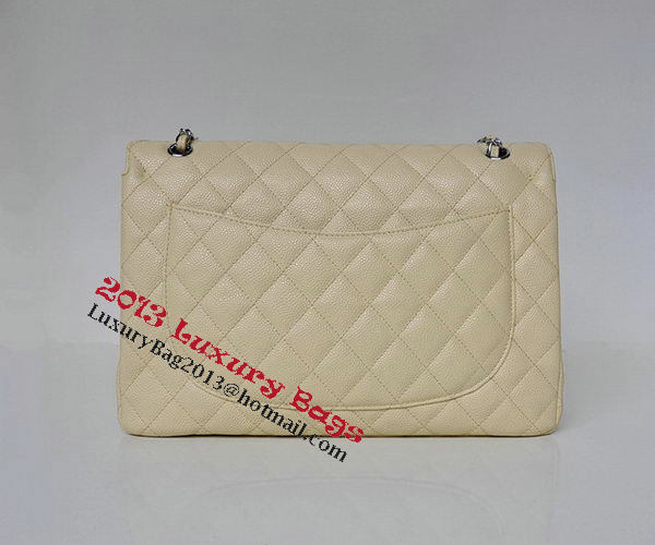 Chanel Maxi Quilted Classic Flap Bag Apricot Cannage Patterns A58601 Silver