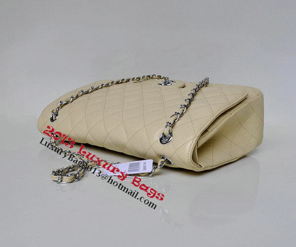 Chanel Maxi Quilted Classic Flap Bag Apricot Cannage Patterns A58601 Silver