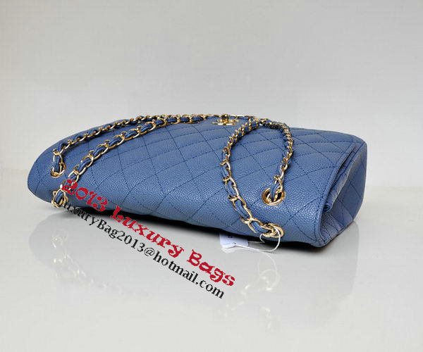 Chanel Maxi Quilted Classic Flap Bag Blue Cannage Patterns A58601 Gold