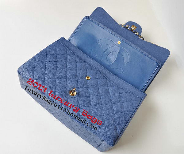 Chanel Maxi Quilted Classic Flap Bag Blue Cannage Patterns A58601 Gold