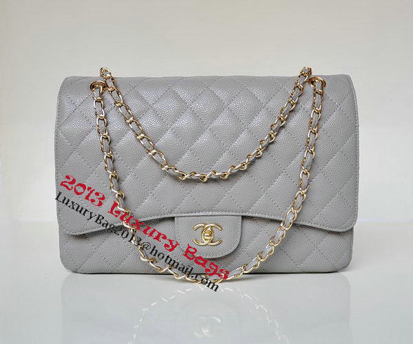 Chanel Maxi Quilted Classic Flap Bag Grey Cannage Patterns A58601 Gold