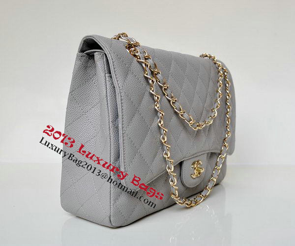 Chanel Maxi Quilted Classic Flap Bag Grey Cannage Patterns A58601 Gold