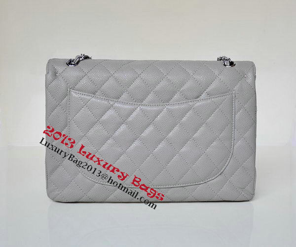 Chanel Maxi Quilted Classic Flap Bag Grey Cannage Patterns A58601 Silver