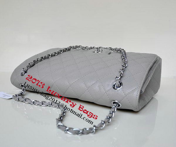 Chanel Maxi Quilted Classic Flap Bag Grey Cannage Patterns A58601 Silver