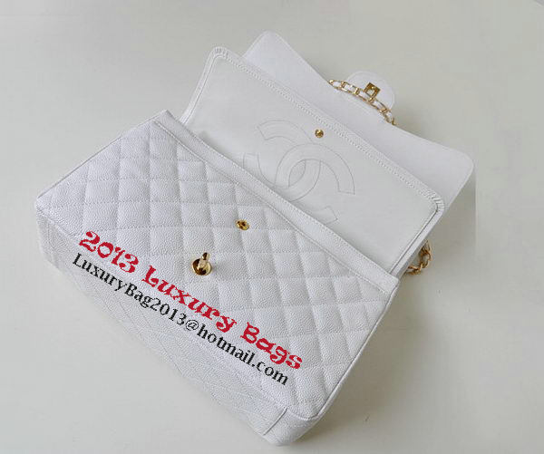 Chanel Maxi Quilted Classic Flap Bag White Cannage Patterns A58601 Gold