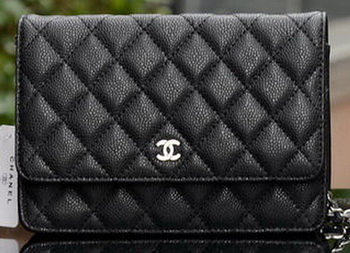 Chanel mini Flap Bag Black Cannage Pattern A33814 Silver