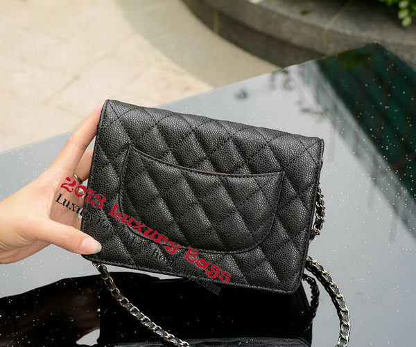 Chanel mini Flap Bag Black Cannage Pattern A33814 Silver