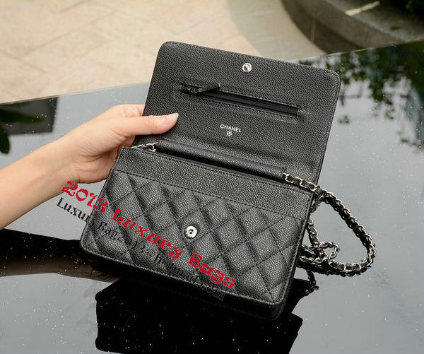 Chanel mini Flap Bag Black Cannage Pattern A33814 Silver