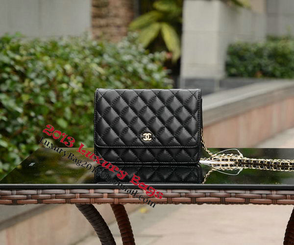 Chanel mini Flap Bag Black Sheepskin Leather A33814 Gold