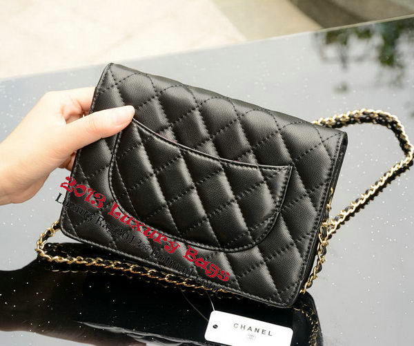 Chanel mini Flap Bag Black Sheepskin Leather A33814 Gold