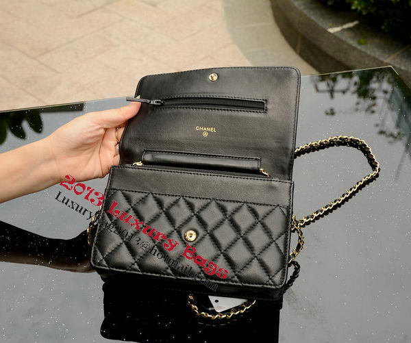 Chanel mini Flap Bag Black Sheepskin Leather A33814 Gold