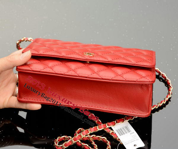 Chanel mini Flap Bag Red Sheepskin Leather A33814 Gold