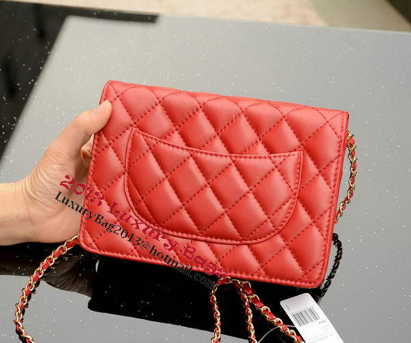 Chanel mini Flap Bag Red Sheepskin Leather A33814 Gold