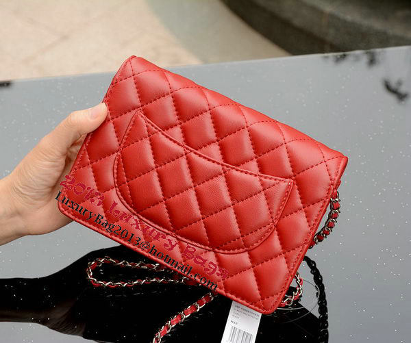 Chanel mini Flap Bag Red Sheepskin Leather A33814 Silver