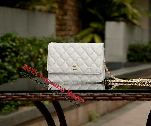 Chanel mini Flap Bag White Sheepskin Leather A33814 Gold