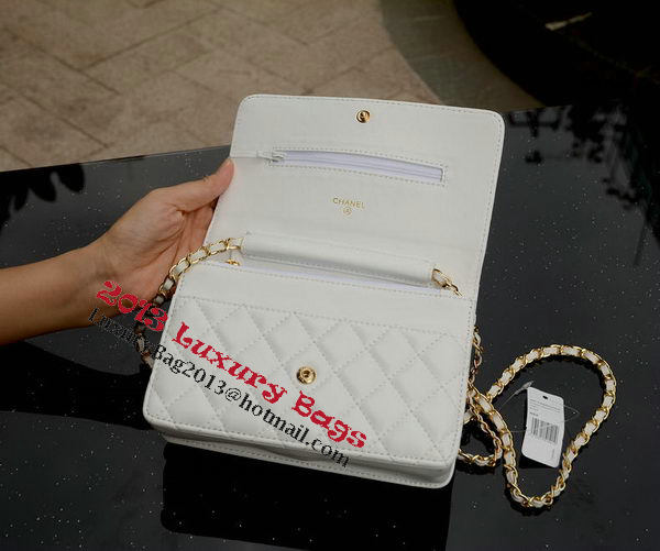 Chanel mini Flap Bag White Sheepskin Leather A33814 Gold