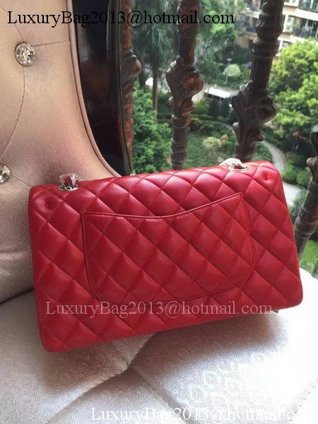 Chanel 2.55 Series Flap Bag Red Original Leather A01112 Silver