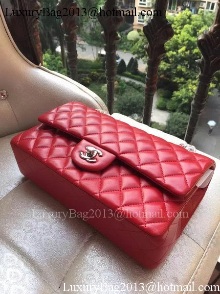 Chanel 2.55 Series Flap Bag Red Original Leather A01112 Silver