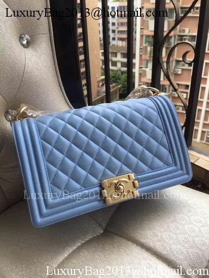 Boy Chanel Flap Shoulder Bag Blue Cannage Pattern A67086 Gold