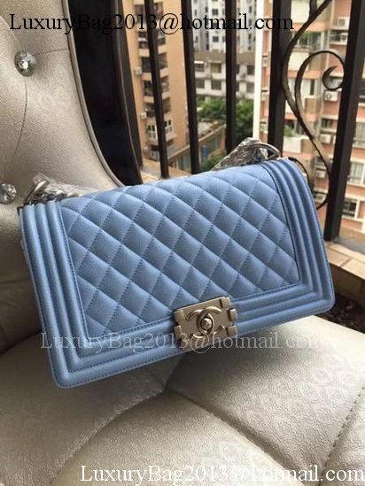 Boy Chanel Flap Shoulder Bag Blue Cannage Pattern A67086 Silver