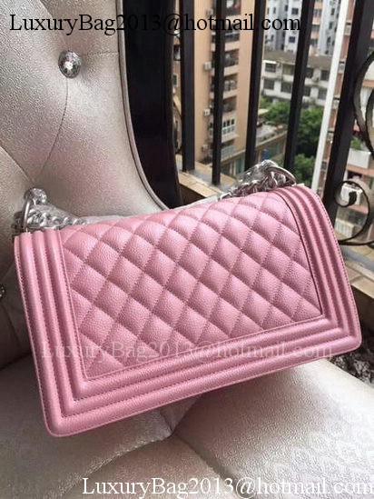 Boy Chanel Flap Shoulder Bag Pink Cannage Pattern A67086 Silver