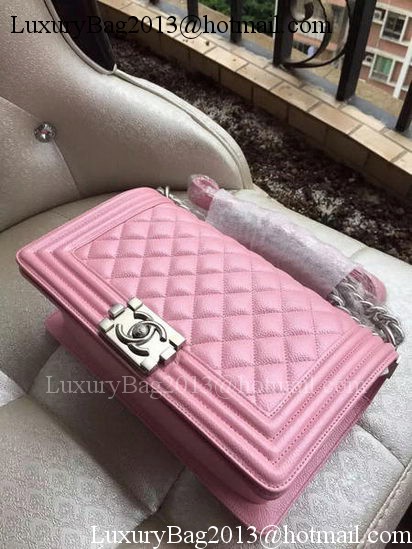 Boy Chanel Flap Shoulder Bag Pink Cannage Pattern A67086 Silver