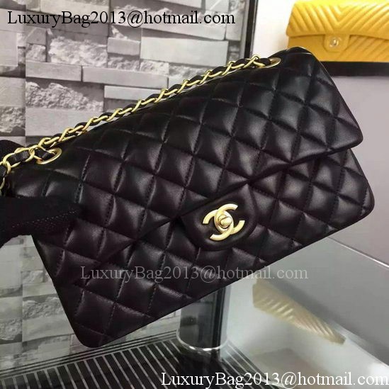 Chanel 2.55 Series Flap Bag Black Sheepskin Leather A06375 Gold