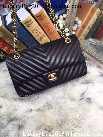 Chanel 2.55 Series Flap Bag Lambskin Chevron Leather A05475 Black