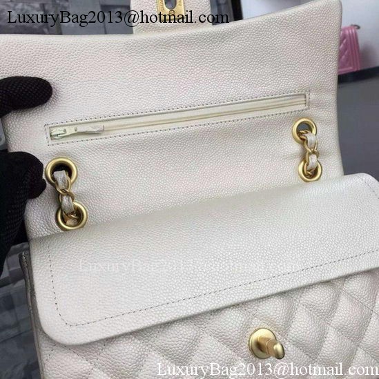 Chanel 2.55 Series Flap Bag OffWhite Cavier Leather A05480 Gold