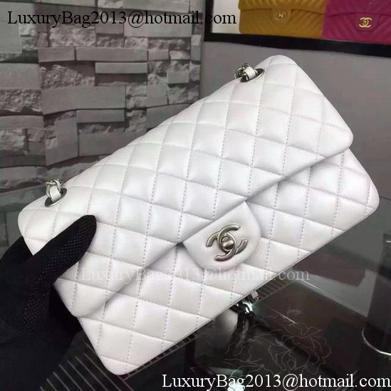 Chanel 2.55 Series Flap Bag OffWhite Sheepskin Leather A06375 Silver