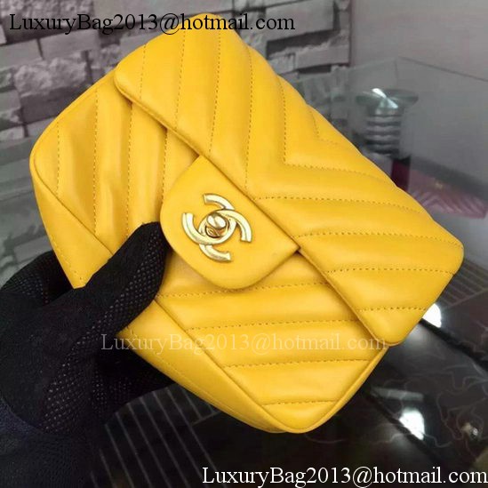 Chanel Classic mini Flap Bag Chevron Sheepskin Leather A68748 Yellow