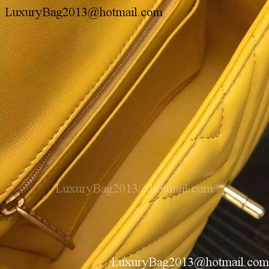 Chanel Classic mini Flap Bag Chevron Sheepskin Leather A68748 Yellow