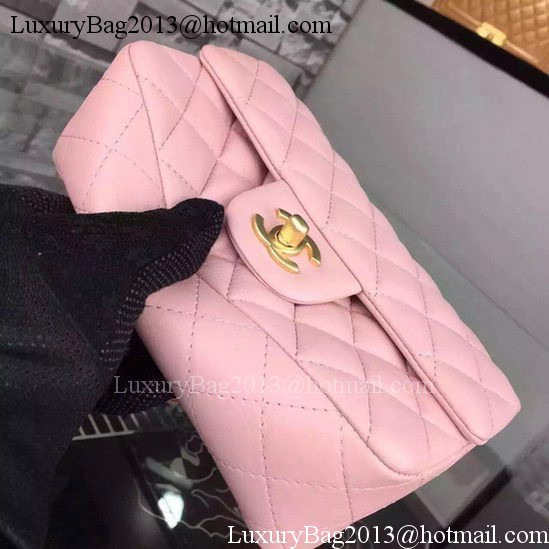 Chanel Classic mini Flap Bag Pink Sheepskin Leather A67350 Gold