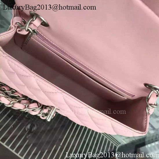 Chanel Classic mini Flap Bag Pink Sheepskin Leather A67350 Silver