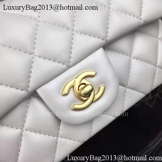 Chanel Classic mini Flap Bag White Sheepskin Leather A67350 Gold