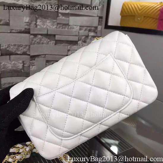 Chanel Classic mini Flap Bag White Sheepskin Leather A67350 Gold