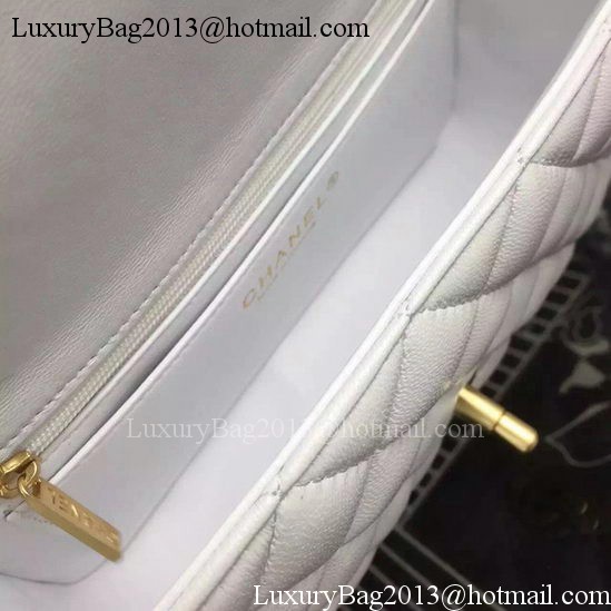 Chanel Classic mini Flap Bag White Sheepskin Leather A67350 Gold