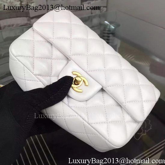 Chanel Classic mini Flap Bag White Sheepskin Leather A67350 Gold