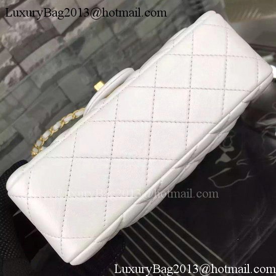 Chanel Classic mini Flap Bag White Sheepskin Leather A67350 Gold